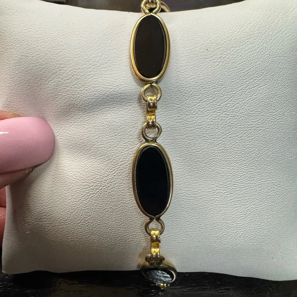 12K Gold Filled Black Onyx Bracelet